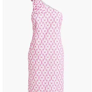 J. Crew Pink Patterned One-Shoulder Dress